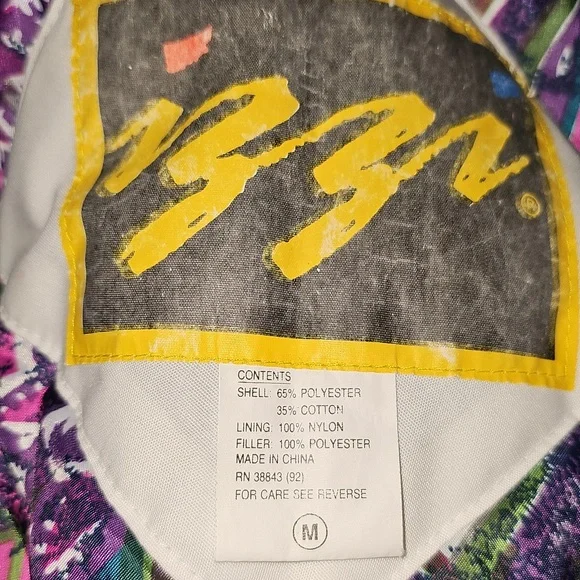 Vintage Izzi Ski Puffer Jacket Coat Womens M White Purple Teal 80s 90s Rare - Picture 13 of 13